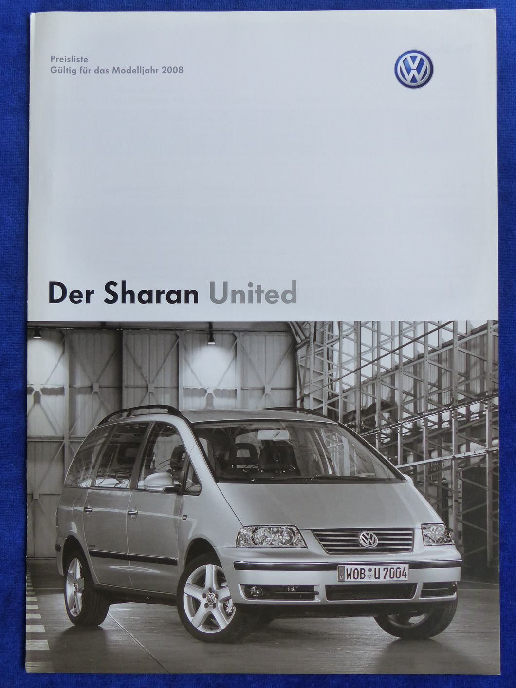 VW Sharan United Sondermodell - Preisliste MJ 2008 - Prospekt Brochure 10.2007