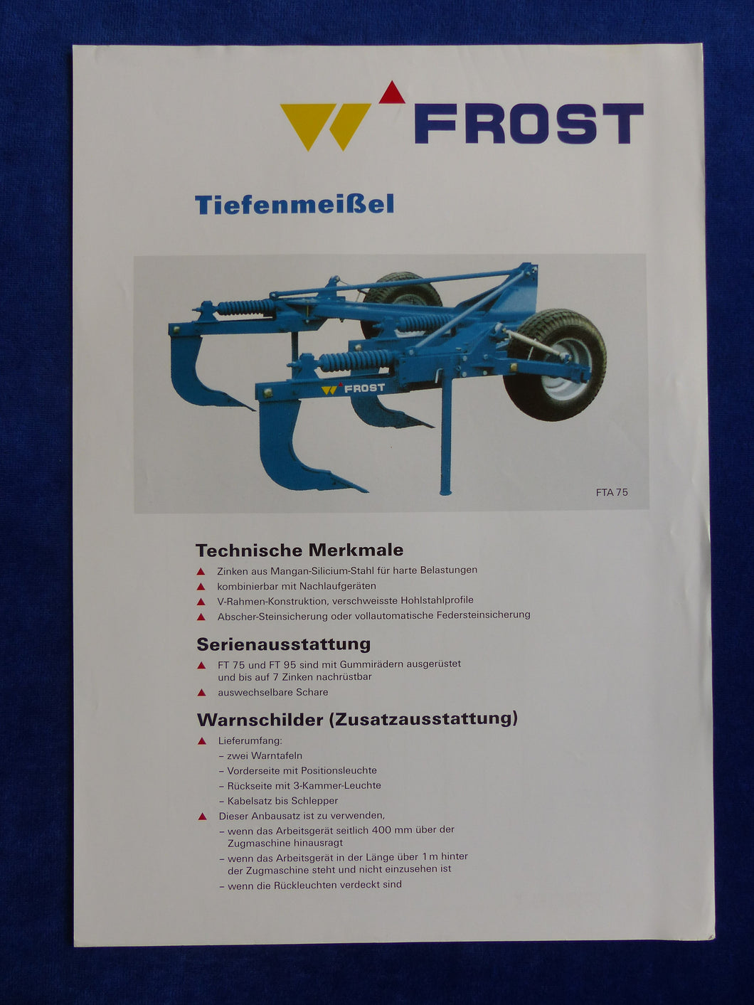 Frost Tiefenmeißel FTA 75 FT 95 - Prospekt Brochure 90er