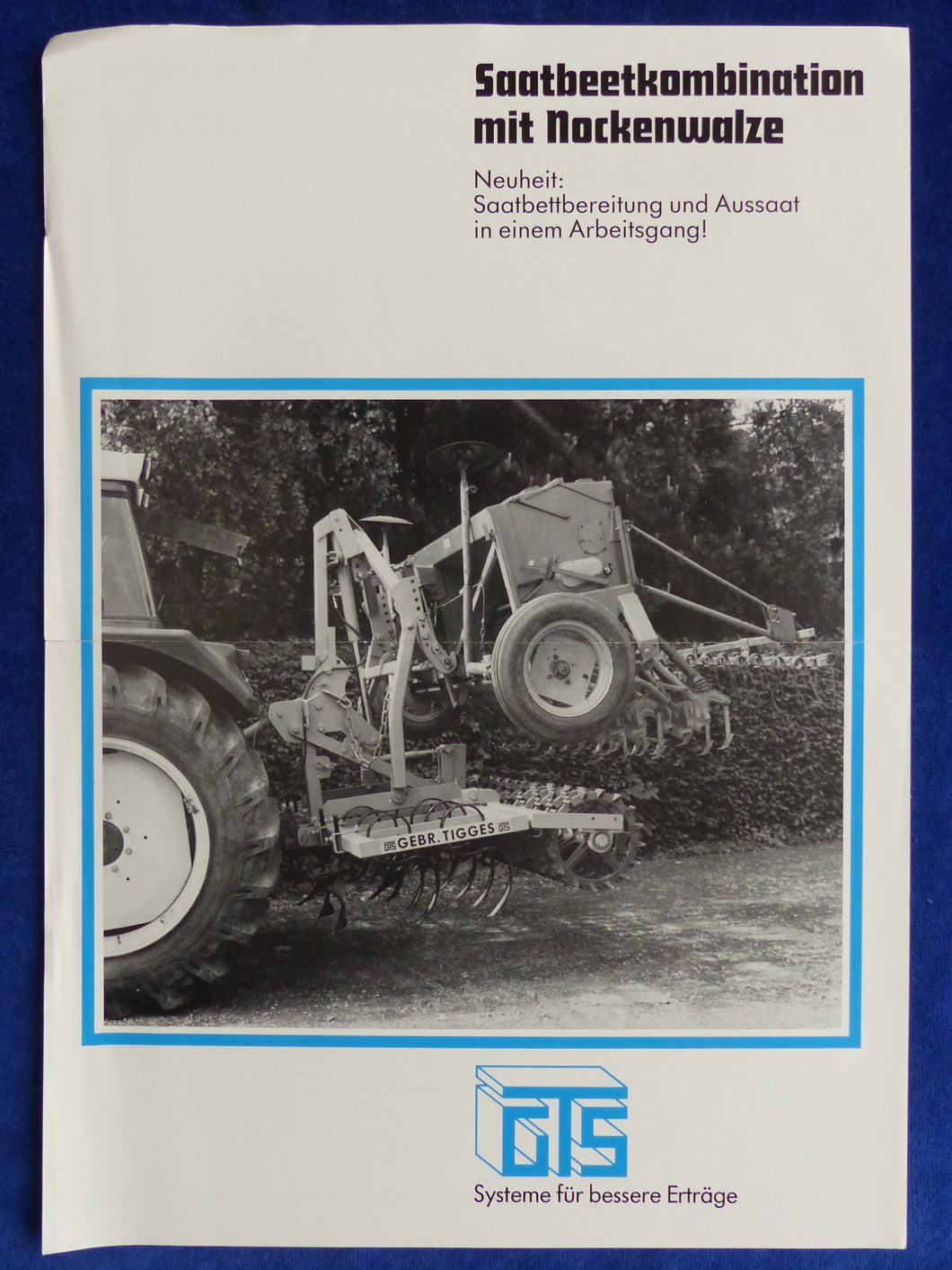GTS Tigges Saatbettkombination Nockenwalze - Prospekt Brochure 07.1985