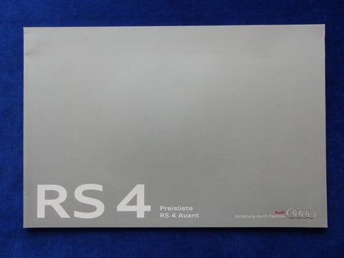 Audi RS 4 Avant quattro Typ B8 - Preisliste - Prospekt Brochure 04.2013 - car-brochure