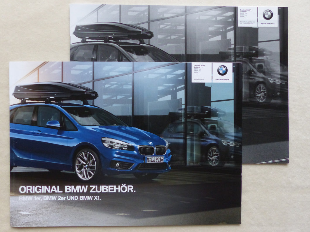 BMW 1er 2er X1 Original Zubehör MJ 2015 - Prospekt Brochure + Preisliste 06.2015