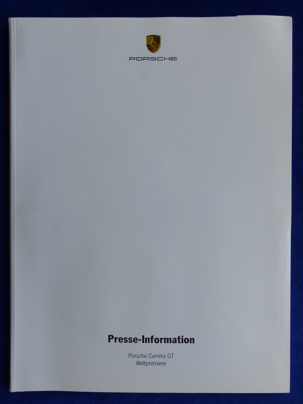 Porsche Carrera GT Typ 980 Weltpremiere - Pressemappe press-kit 03.2003