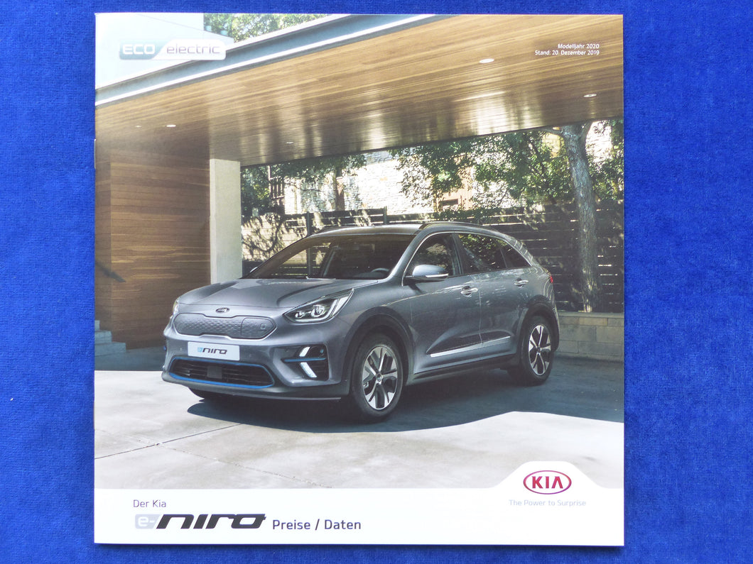 Kia e-Niro Elektroauto - Preisliste MJ 2020 - Prospekt Brochure 12.2019