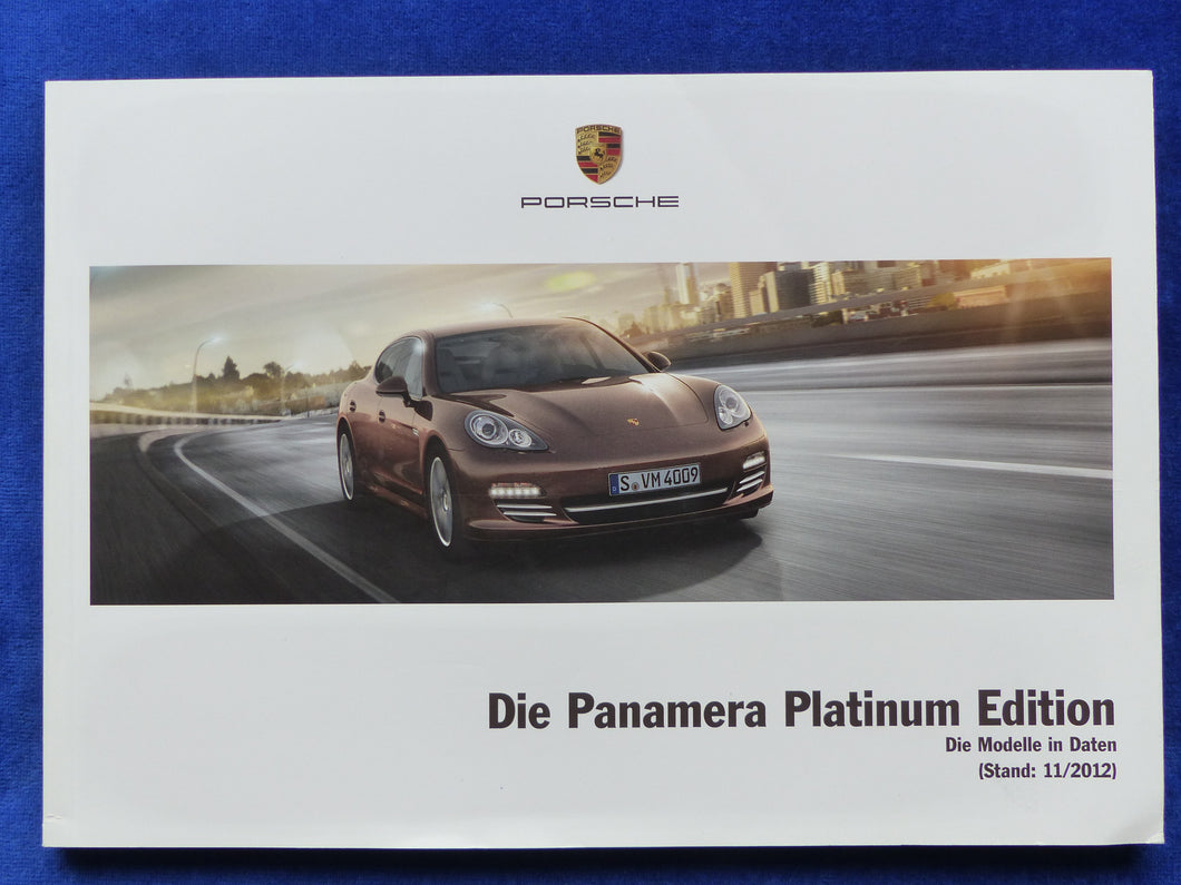 Porsche Panamera Platinum Edition - Preisliste MJ 2013 - Prospekt 11.2012
