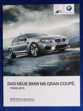 Lade das Bild in den Galerie-Viewer, BMW M6 Gran Coupe Typ F06 MJ 2013 - Prospekt Brochure + Preisliste 01.2013
