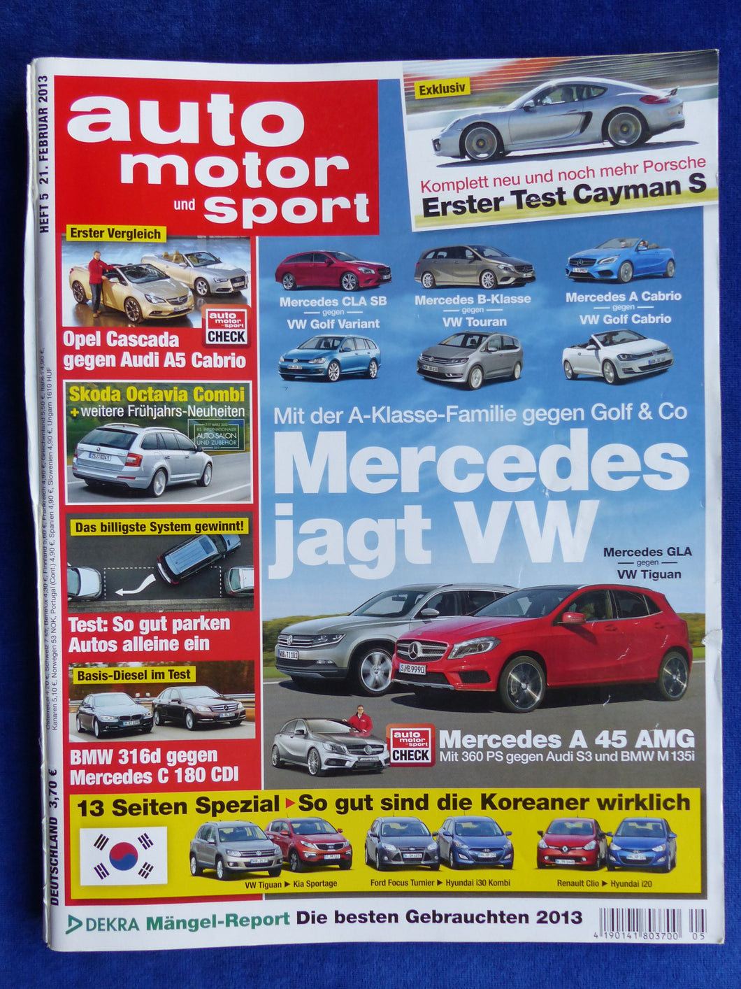 Auto Motor & Sport Heft 5/2013 - Porsche Cayman Mercedes A45 AMG Audi S3 BMW VW