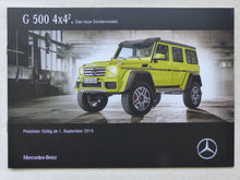 Lade das Bild in den Galerie-Viewer, Mercedes-Benz G 500 4x4² Sondermodell - Preisliste MJ 2016 - Prospekt 09.2015
