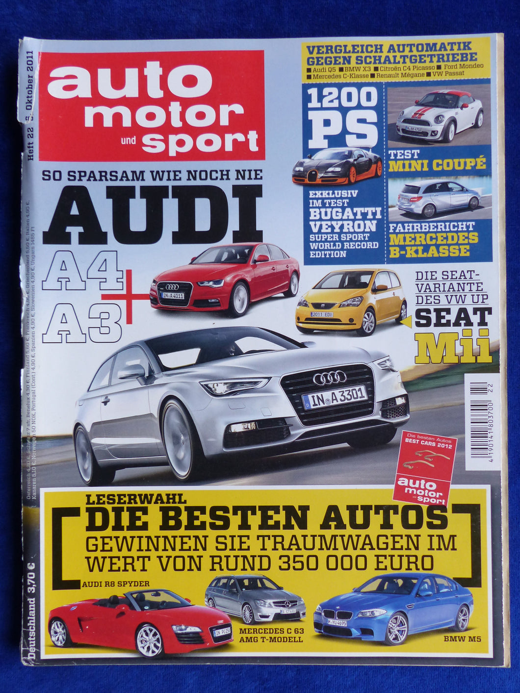 Auto Motor Sport Heft 22/2011 - Bugatti Veyron Audi A4 Mini Coupe BMW 640i VW
