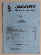Lade das Bild in den Galerie-Viewer, Jacoby Pflanzenschutzgeräte - Preisliste '97 - Prospekt Brochure 01.1997
