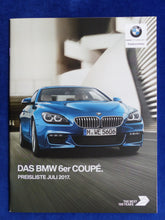 Lade das Bild in den Galerie-Viewer, BMW 6er Coupe 650i Typ F13 - Preisliste MJ 2018 - Prospekt Brochure 07.2017
