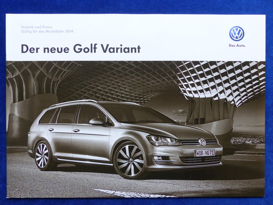VW Golf Variant - Preisliste MJ 2014 - Prospekt Brochure 12.2013