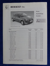 Lade das Bild in den Galerie-Viewer, Renault Clio RS - Preisliste MJ 2002 - Prospekt Brochure 03.2002
