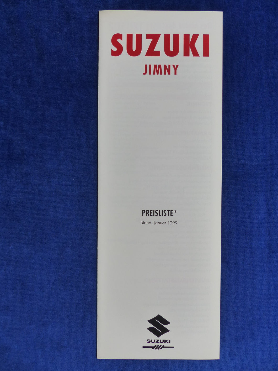 Suzuki Jimny - Preisliste - Prospekt Brochure 01.1999 - car-brochure