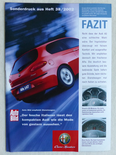 Alfa Romeo 147 Audi A3 - Dienstwagen Vergleich - Sonderdruck Auto Bild 38/2002 - car-brochure