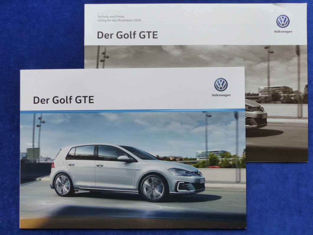 VW Golf GTE Plug-In-Hybrid MJ 2018 - Prospekt Brochure + Preisliste 11.2017