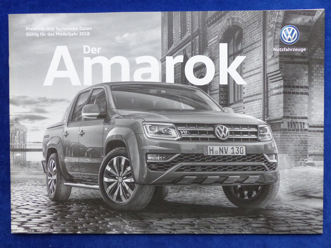 VW Amarok Canyon Aventura - Preisliste MJ 2018 - Prospekt Brochure 01.2018