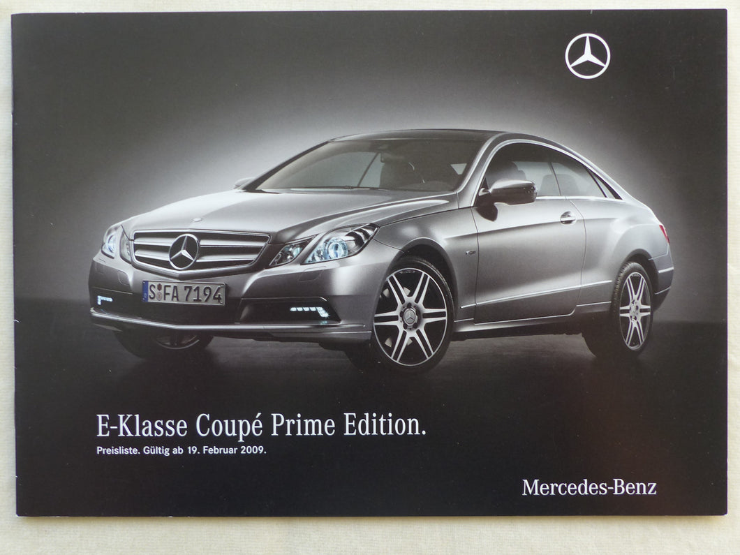 Mercedes-Benz E-Klasse Coupe Prime Edition Typ 207 - Prospekt Preisliste 02.2009