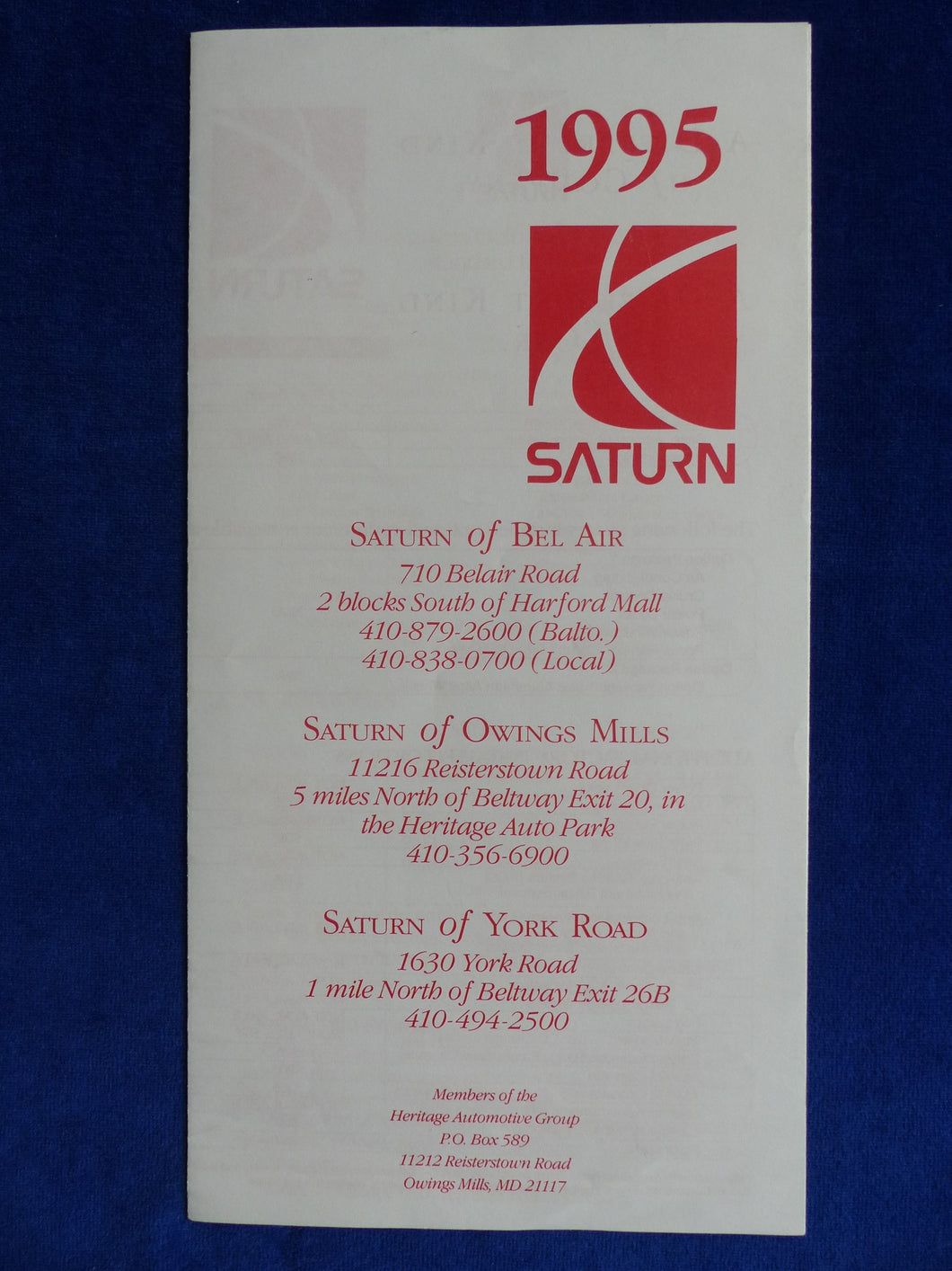 Saturn 1995 SL SC SW - Manufacturer's Retail Prices - US-Prospekt Brochure 1994