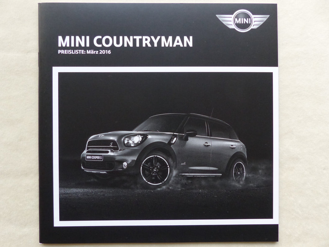 Mini Countryman Cooper S JCW - Preisliste - Prospekt Brochure 03.2016