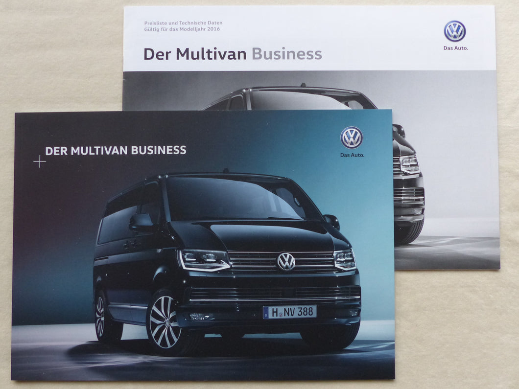 VW Bus T6 Multivan Business MJ 2016 - Prospekt Brochure + Preisliste 11.2015