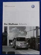 Lade das Bild in den Galerie-Viewer, VW Bus T5 Multivan Atlantis MJ 2007 - Prospekt Brochure + Preisliste 01.2007
