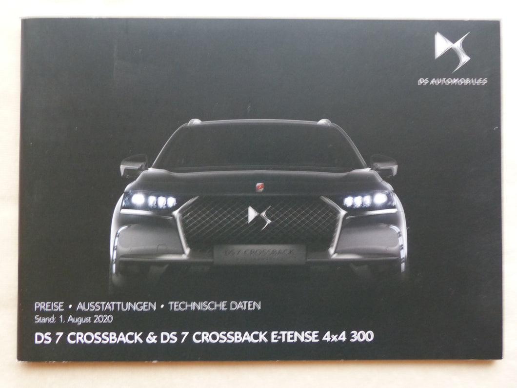 Citroen DS 7 Crossback E-Tense - Preisliste MJ 2021 - Prospekt Brochure 08.2020