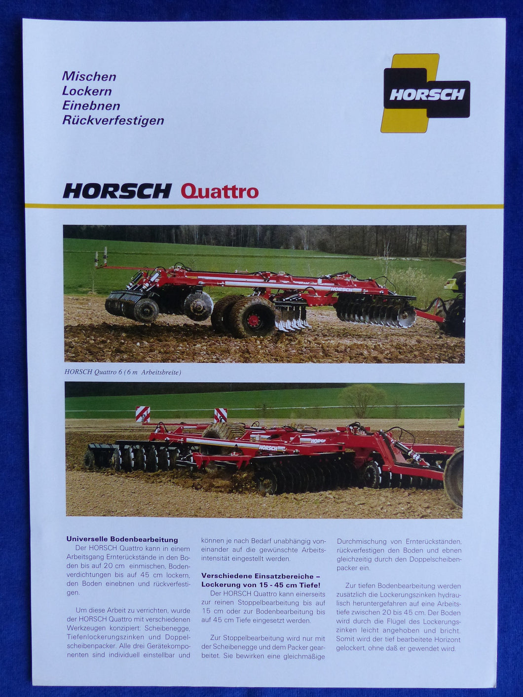 Horsch Quattro 6 Bodenbearbeitung - Prospekt Brochure 90er