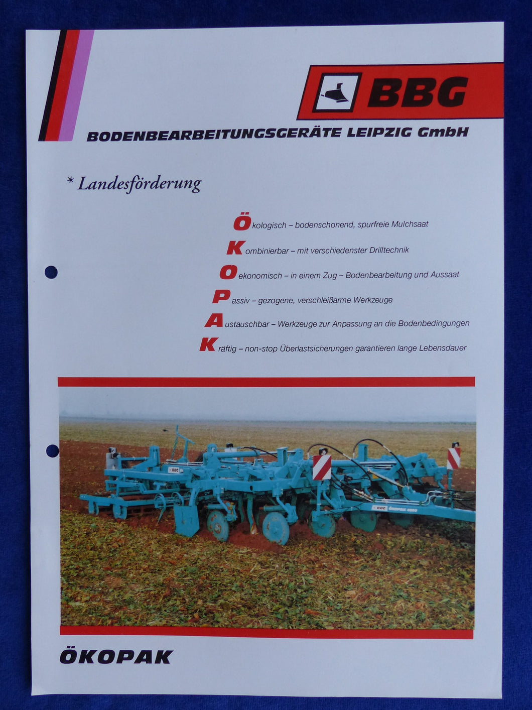 BBG Leipzig Ökopak Mulchsaat - Prospekt Brochure 90er