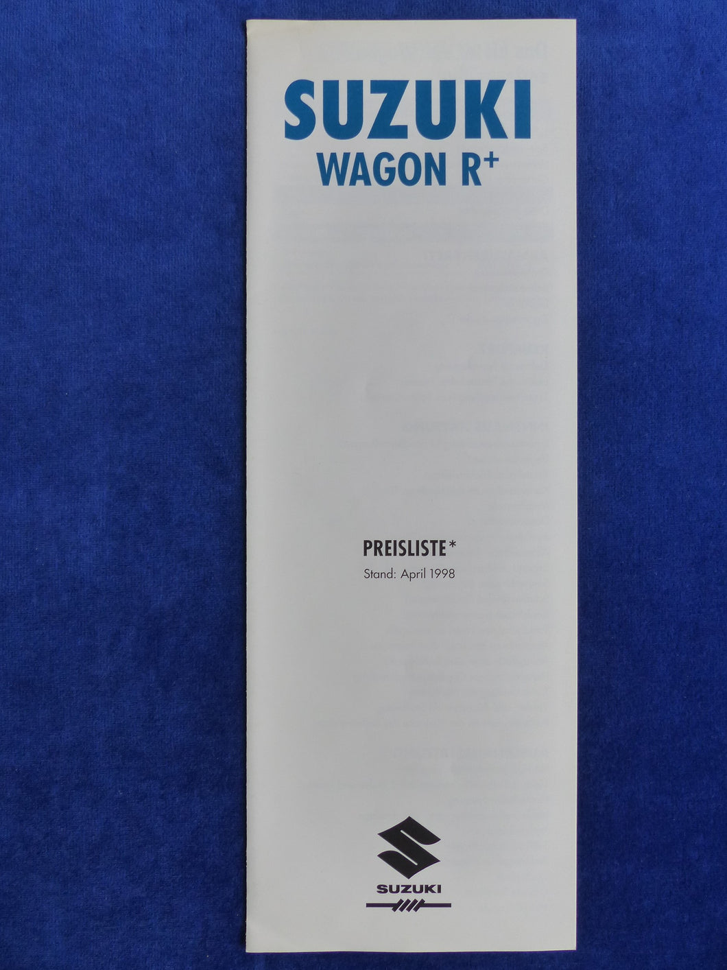 Suzuki Wagon R+ - Preisliste - Prospekt Brochure 04.1998