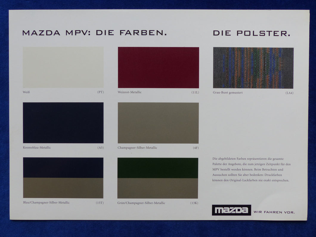 Mazda MPV - Farben & Polster - Prospekt Brochure 1994?