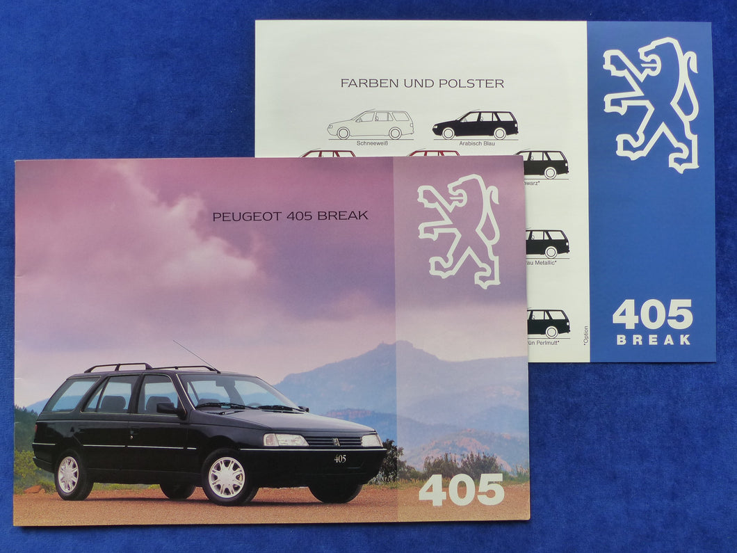 Peugeot 405 Break - Prospekt Brochure + Farben & Polster 1993?