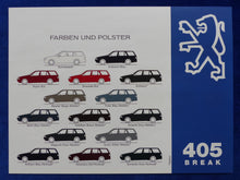 Lade das Bild in den Galerie-Viewer, Peugeot 405 Break - Prospekt Brochure + Farben &amp; Polster 1993?
