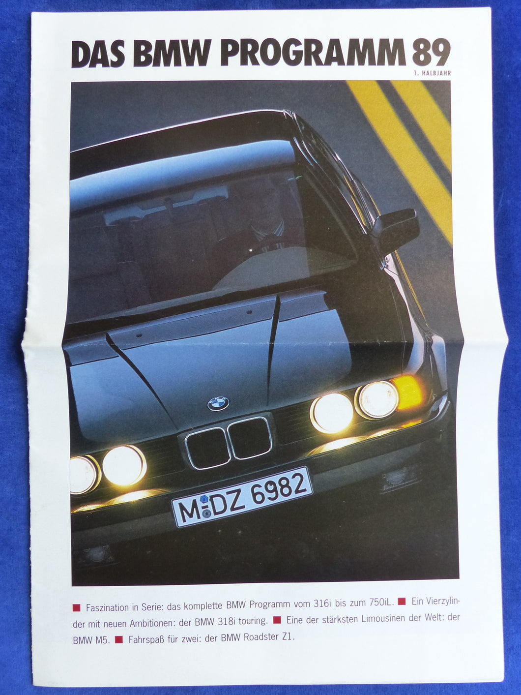 BMW Programm '89 - 3er 5er 7er Z1 M3 M5 - Prospekt Brochure 01.1989 Großformat