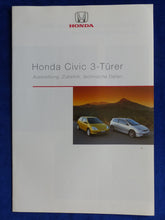 Lade das Bild in den Galerie-Viewer, Honda Civic 3-Türer - Daten &amp; Ausstattungen MJ 2002 - Prospekt Brochure 07.2001

