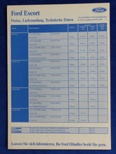 Lade das Bild in den Galerie-Viewer, Ford Escort XR 3i - Preisliste MJ 1992 - Prospekt Brochure 01.1992
