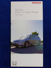 Lade das Bild in den Galerie-Viewer, Honda Civic 5-Türer Diesel - Preisliste MJ 2004 - Prospekt Brochure 05.2003
