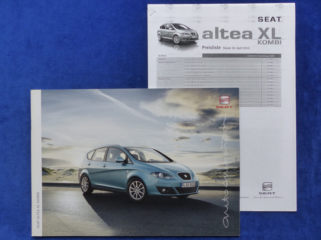 Seat Altea XL Kombi MJ 2010 - Prospekt Brochure + Preisliste 04.2010