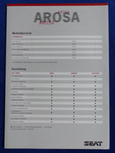 Lade das Bild in den Galerie-Viewer, Seat Arosa MJ 1998 - Prospekt Brochure + Daten &amp; Ausstattungen 08.1997
