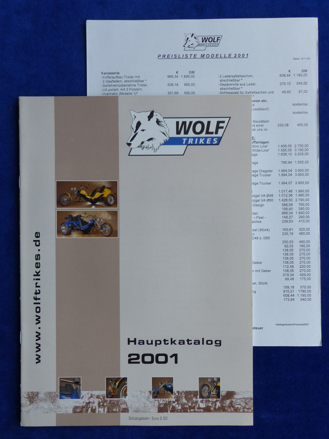 Wolf Trikes 2001 Traveller TriStar - Prospekt Brochure + Preisliste 11.2000