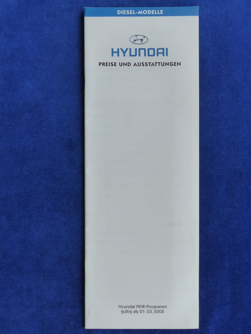 Hyundai Diesel-PKW - Preisliste MJ 2002 - Prospekt Brochure 02.2002