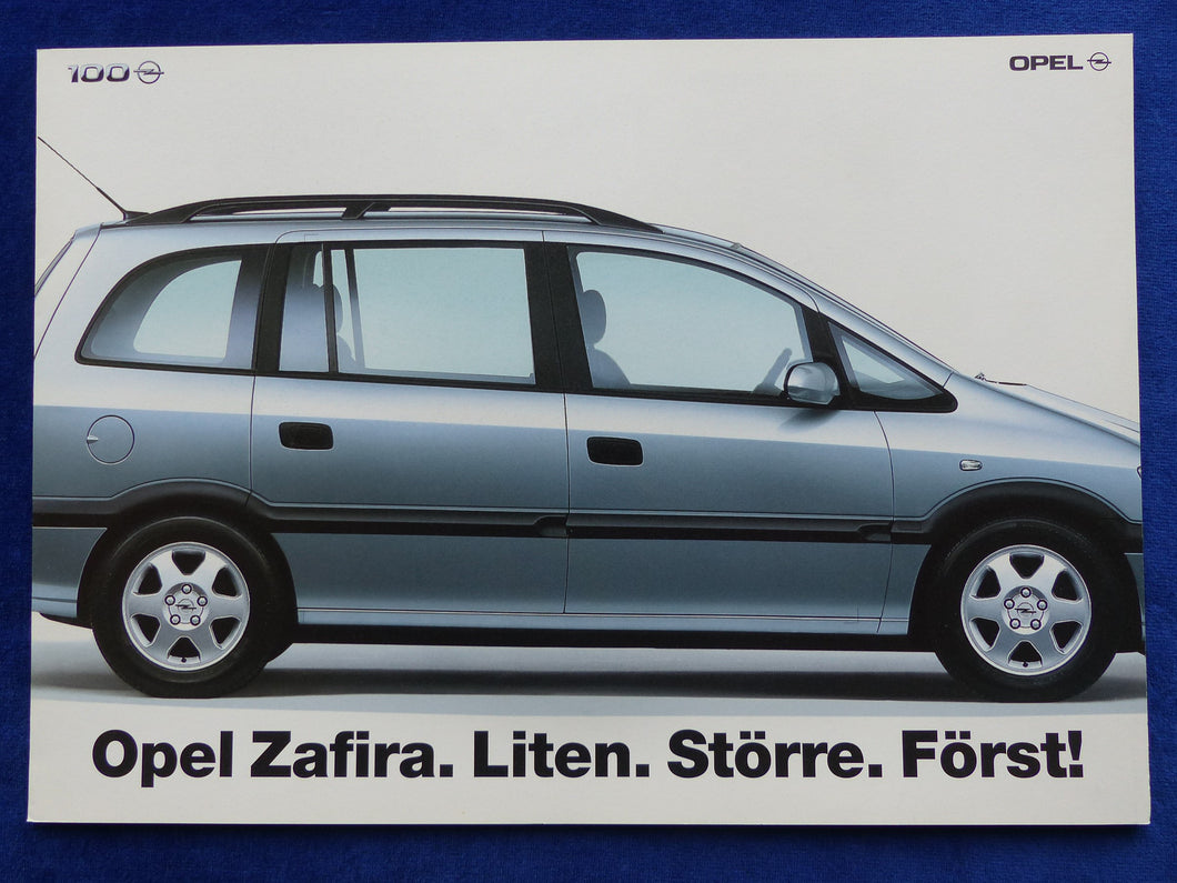 Opel Zafira MJ 2000 - Prospekt Brochure 06.1999 Schweden schwedisch