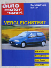 Lade das Bild in den Galerie-Viewer, Fiat Punto 60 Opel Corsa Seat Ibiza Renault - Test - Sonderdruck AMS Heft 1/1994
