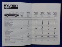 Lade das Bild in den Galerie-Viewer, Hyundai PKW Programm Preisliste &#39;91 / &#39;92 - Prospekt Brochure 01.1992
