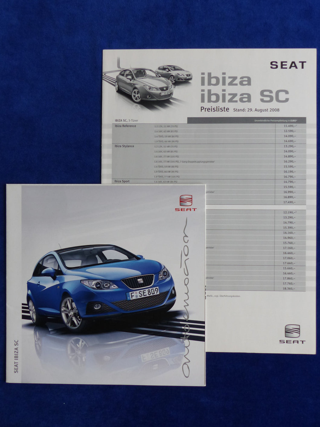 Seat Ibiza SC MJ 2009 - Poster Prospekt Brochure + Preisliste 08.2008