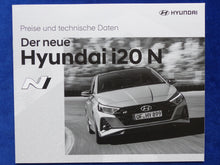 Lade das Bild in den Galerie-Viewer, Hyundai i20 N - Preisliste MJ 2022 - Prospekt Brochure 06.2021
