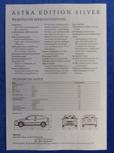 Lade das Bild in den Galerie-Viewer, Opel Astra Edition Silver MJ 1999 - Prospekt Brochure + Preisliste 09.1998
