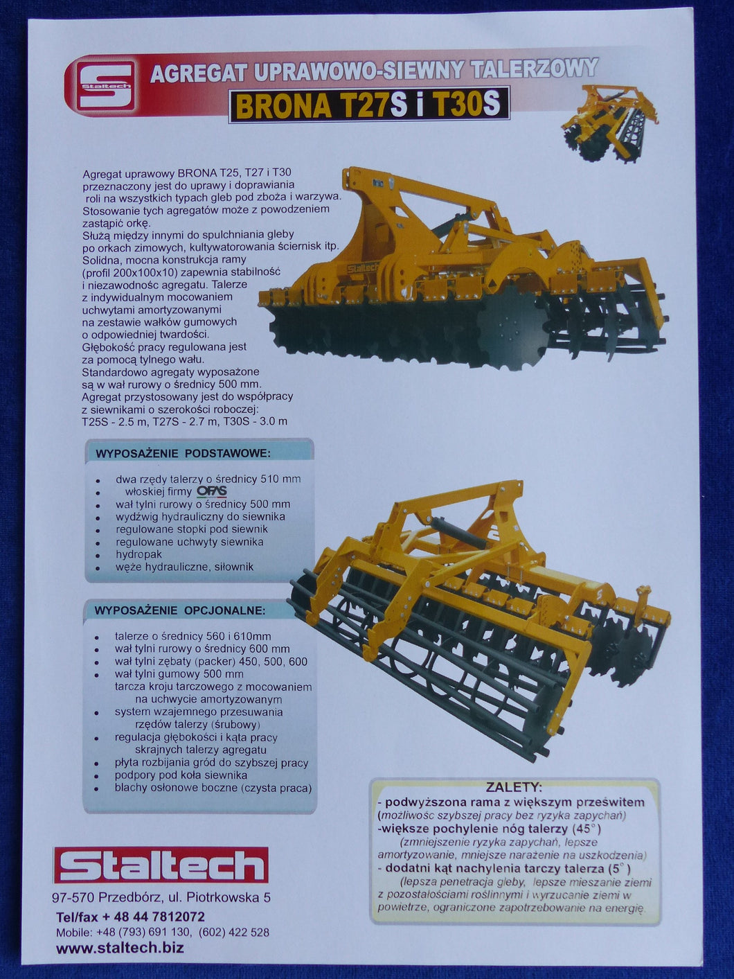 Staltech Brona T27S i T30S - Prospekt Brochure Tschechien tschechisch