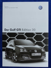 Lade das Bild in den Galerie-Viewer, VW Golf GTI Edition 30 MJ 2008 - Prospekt Brochure + Preisliste 10.2007
