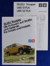 Lade das Bild in den Galerie-Viewer, Isuzu Trooper UBS 13 52 - Prospekt Brochure + Technische Daten 1982
