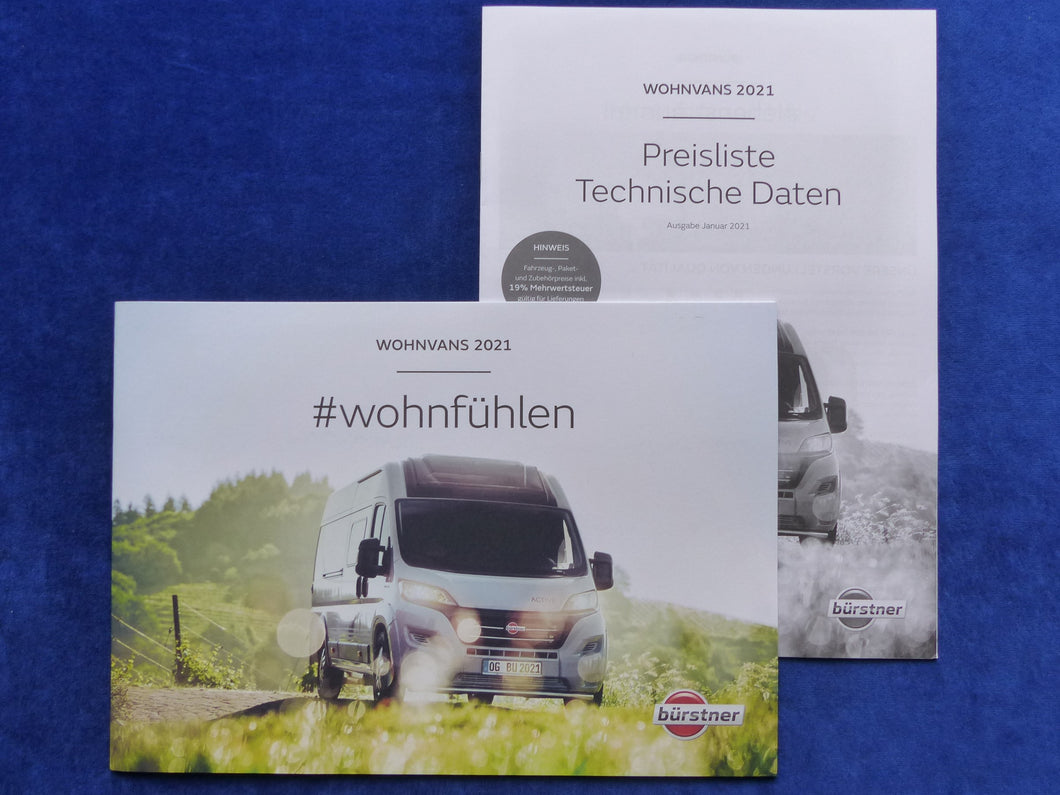 Bürstner Wohnvans 2021 Campeo Eliseo Fiat Ducato - Prospekt + Preisliste 01.2021